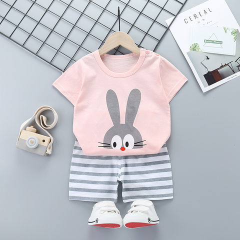 Children's short-sleeved suit cotton summer girls T-shirt boys clothing children's clothing