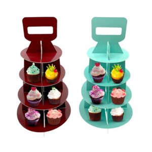 Customized color decorative folding cake danishes pastries display stand tower with cone cover
