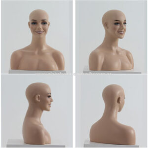 Makeup Realistic Skin Heads Fiberglass mannequin head bust wig Female Mannequin Head brown mannequin With Shoulders