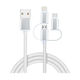 Universal 3-in-1 USB Charging and Data Transmission Cable Type C Nylon Braided Sync Cord
