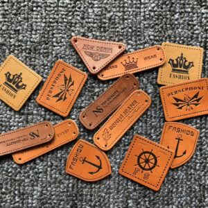 PU leather brand logo wholesale clothing accessories shoes and hats small leather label