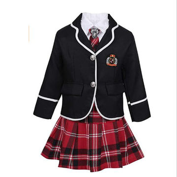 Kids Boys Girls Outfits Pleat Mini Skirt white Shirt Classic suit jacket School Uniform