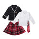 Kids Boys Girls Outfits Pleat Mini Skirt white Shirt Classic suit jacket School Uniform - Image 2
