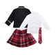 Kids Boys Girls Outfits Pleat Mini Skirt white Shirt Classic suit jacket School Uniform - Image 3