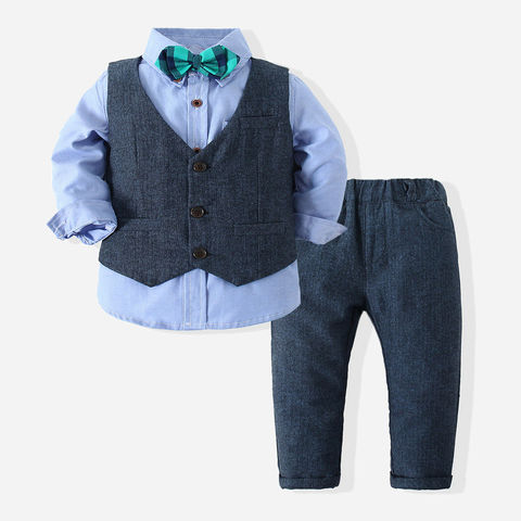 Boys gentleman casual suit new children's long sleeve shirt vest pants dress suit